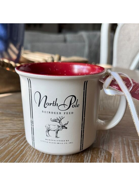 Market Finds Other - North Pole Reindeer Feed Mug - Red and White by Market Finds